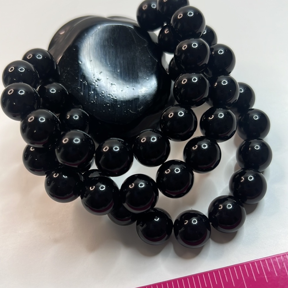 Black Rose Beaded Stretch Statement Bracelet - Picture 9 of 10